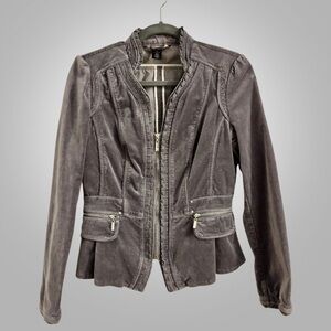 White House Black Market Purple Gray Velvet Blazer